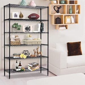 Dkelincs 6-Tier Wire Shelving Metal Utility Steel Storage Shelves for Garage Kitchen Living Room 42" L x 16" W x 72" H Shelf Unit Organizer Rack, Black