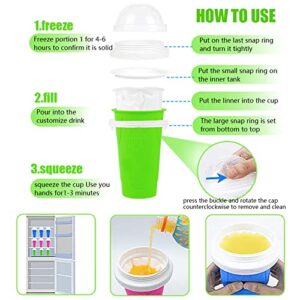 Slushy Maker Cup,Slushie Cup Frozen Magic Squeeze Slushy Cup Smoothies Milk Shake Ice Cream Maker Cup (Yellow+Green)