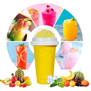 Slushy Maker Cup,Slushie Cup Frozen Magic Squeeze Slushy Cup Smoothies Milk Shake Ice Cream Maker Cup (Yellow+Green)