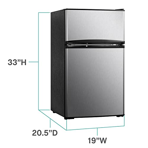 West Bend WBRT31S Mini Fridge for Home Office or Dorm, with Automatic Defrost and Adjustable Temperature, 3.1 Cubic Feet, Metallic