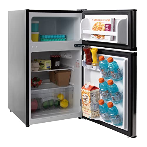 West Bend WBRT31S Mini Fridge for Home Office or Dorm, with Automatic Defrost and Adjustable Temperature, 3.1 Cubic Feet, Metallic