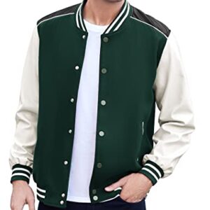 COOFANDY Mens Fashion Varsity Jackets Casual Leather Sleeves College Baseball Bomber Jacket Streetwear