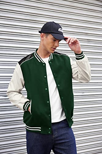 COOFANDY Mens Fashion Varsity Jackets Casual Leather Sleeves College Baseball Bomber Jacket Streetwear