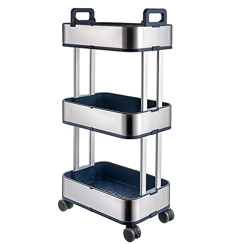 ELPHECO Storage Rolling Cart 3 Tier Mobile Shelving Unit Slide Out Storage Shelves for Kitchen Bathroom Laundry Narrow Places