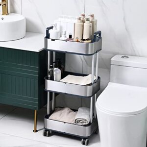 ELPHECO Storage Rolling Cart 3 Tier Mobile Shelving Unit Slide Out Storage Shelves for Kitchen Bathroom Laundry Narrow Places