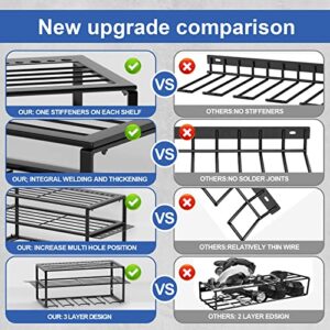 Tderloi Power Tool Organizer,Drill Holder Wall Mount,Garage Organization and Storage,Utility Rack for Cordless Drill,3 Layers Heavy Duty Metal Tool Shelf