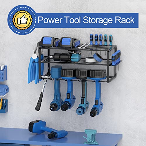 Tderloi Power Tool Organizer,Drill Holder Wall Mount,Garage Organization and Storage,Utility Rack for Cordless Drill,3 Layers Heavy Duty Metal Tool Shelf