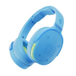 skullcandy hesh evo bluetooth headphones for iphone and android with microphone / 36 hours battery life/great for music, school, travel and gaming/wireless headphones - clear blue