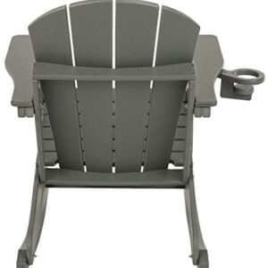 doubob Outdoor Patio Rocking Adirondack Rocker Modern Plastic Weather Resistant HDPE Lawn Chair for Porch, Garden Fire Pit Beach Backyard, Extra Large, Grey