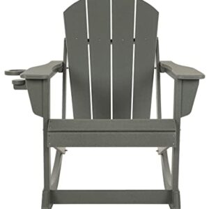 doubob Outdoor Patio Rocking Adirondack Rocker Modern Plastic Weather Resistant HDPE Lawn Chair for Porch, Garden Fire Pit Beach Backyard, Extra Large, Grey