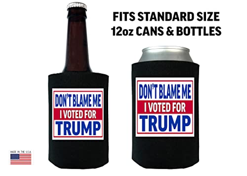 Funny Neoprene Don't Blame Me I Voted for Trump Collapsible Beer Can Bottle Beverage Cooler Sleeves 2 Pack Black