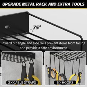 QEWEEQ Power Tool Organizer Wall Mount, Cordless Drill Storage Rack, Power Tool Charging Station and Storage, Heavy Duty Floating Tool Shelf, Removable Design