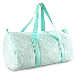 GFU Sports Duffle Bag for Kids, Boys and Girls Travel Foldable Bag, Seersucker Carry On Duffle Bag, Children Weekender Duffel Bag,Mint Green