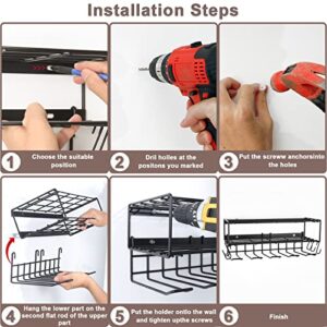 Power Tool Organizer, Multifunction Metal Floating Tool Wire Shelf Wall Mount, Garage Tool Storage Holder, Pegboard Cordless Tool Hanger, Electric Drill Rack for Part, Plier, Battery, Box, Screwdriver