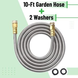 UNCO- Garden Hose, 10 Feet, Stainless Steel Hose, Metal Hose, Metal Garden Hose, Stainless Steel Garden Hose, Outdoor Hose, No Kink Garden Hose, Short Garden Hose, Garden Hose Metal