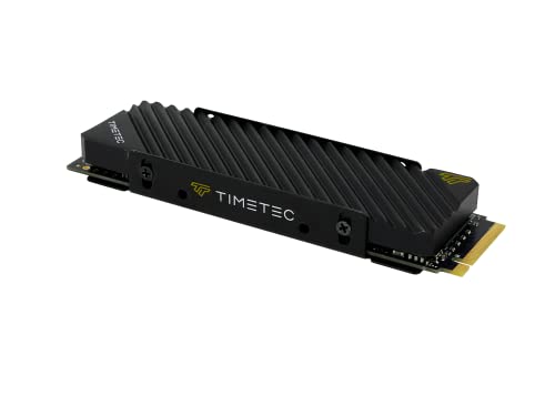 Timetec 1TB PCIe 4.0 Heatsink Gaming SSD NVMe PCIe Gen4x4 M.2 2280 3D NAND TLC 1000TBW SLC Cache Read/Write Speed Up to 5,100/4,700 MB/s Internal Solid State Drive for PS5, PC Desktop