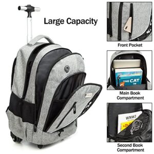 MOHCO Rolling Backpack 18inch with Lunch Bag and Pencil Case Wheeled School Bookbag for Boys and Girls