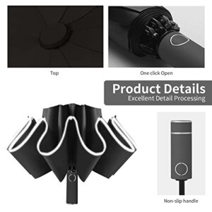 Cloudia Windproof Umbrella Travel Umbrella Easy Compact Folding Reverse Umbrella (Black)