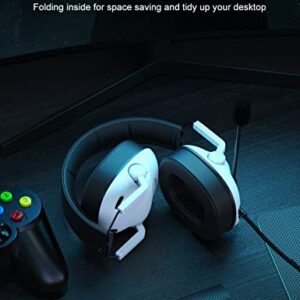 SENZER SG500 Surround Sound Pro Gaming Headset with Noise Cancelling Microphone - Detachable Memory Foam Ear Pads - Portable Foldable Headphones for PC, PS4, PS5, Xbox One, Switch - White