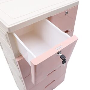 WDZCZDoo Plastic Drawers Dresser, Storage Cabinet with 6 Drawers, Closet Drawers Tall Dresser Organizer, Vertical Clothes Storage Tower for Clothes, Toys, Playroom, Bedroom Furniture (Pink)