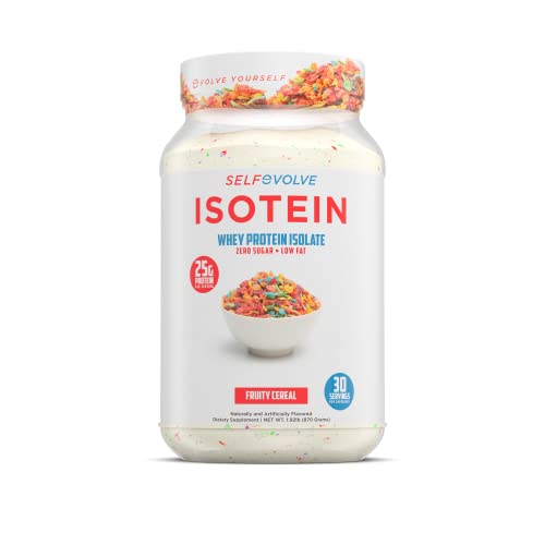 SELFe Isotein Isolate Protein Powder Supplement by SelfEvolve - 25g whey Protein Isolate, 0g of Added Sugar, 1g of Fat (Fruity Cereal, 2lb)