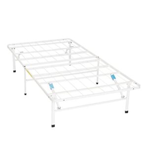 amazon basics foldable metal platform bed frame with tool free setup, 14 inches high, twin, white