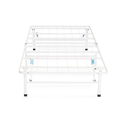 Amazon Basics Foldable Metal Platform Bed Frame with Tool Free Setup, 14 Inches High, Twin, White