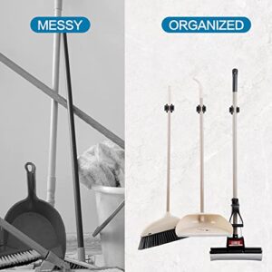 JAMEND CLXP 3PCS Broom and Mop Holder, Heavy Duty Garden Tool Organizer Rack Rake and Shovel Handle, Stainless Steel Mop Hanger. Wall Mounted Utility Rack with Screws, Matte Black