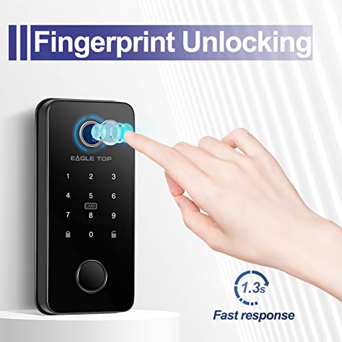 Smart Lock, eagletop Door Locks with Keypads, Keyless Entry Door Lock|Fingerprint Door Lock, APP Control, Auto Lock & Anti Peep Code, Bluetooth Smart Door Locks for Homes/Office/Apartment, Black