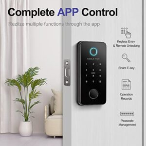 Smart Lock, eagletop Door Locks with Keypads, Keyless Entry Door Lock|Fingerprint Door Lock, APP Control, Auto Lock & Anti Peep Code, Bluetooth Smart Door Locks for Homes/Office/Apartment, Black