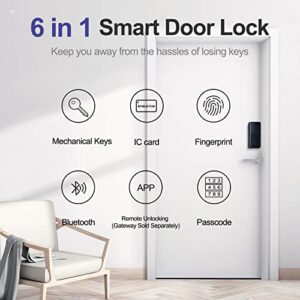 Smart Lock, eagletop Door Locks with Keypads, Keyless Entry Door Lock|Fingerprint Door Lock, APP Control, Auto Lock & Anti Peep Code, Bluetooth Smart Door Locks for Homes/Office/Apartment, Black