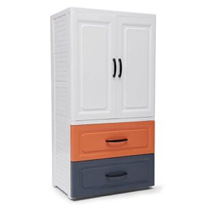 plastic drawers dresser rolling plastic storage dresser storage cabinet on wheels with 2 large drawers and top 1 large cabinet (22.4"l x 15.7"d x 43.3"h）