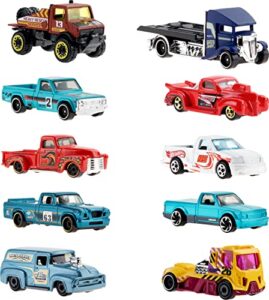 hot wheels 10-pack, set of 10 toy trucks in 1:64 scale, mix of officially licensed & unlicensed (styles may vary) [amazon exclusive]