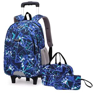 Mfikaryi Colorful Space Elemetary Rolling Backpack, Kids Luggage School BookBag,Wheeled Casual Trolley Daypack for Boys