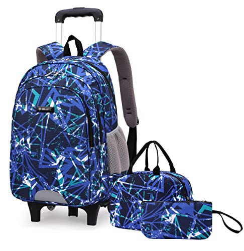 Mfikaryi Colorful Space Elemetary Rolling Backpack, Kids Luggage School BookBag,Wheeled Casual Trolley Daypack for Boys