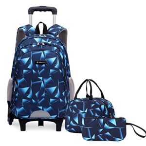 Mfikaryi Colorful Space Elemetary Rolling Backpack, Kids Luggage School BookBag,Wheeled Casual Trolley Daypack for Boys