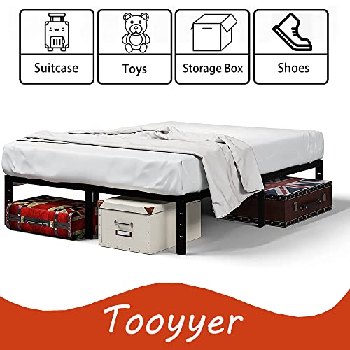 Tooyyer 18inch High California King Bed Frame 2500 lbs Steel Slat Support Heavy Duty Mattress Foundation No Box Spring Needed Non-Slip Support and Noise Free Black