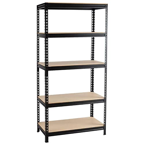 SKONYON Storage Shelves 5 Tier Adjustable Garage Storage Shelving Unit for Warehouse Kitchen Office, 27.6" W x 11.8" D x 59" H, Black