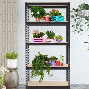 SKONYON Storage Shelves 5 Tier Adjustable Garage Storage Shelving Unit for Warehouse Kitchen Office, 27.6" W x 11.8" D x 59" H, Black