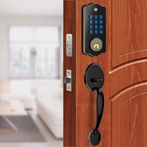 keyless entry door lock, dihoom electronic smart lock, high security front door lock easy to install, auto lock keypad deadbolt featuring smartkey, 10 customizable user codes