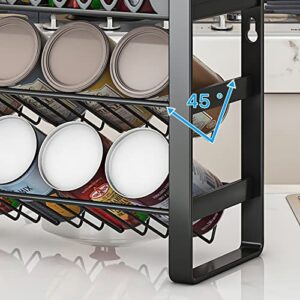 GILLAS 3 Tier Can Organizer Rack,Can Organizer for Pantry,Free Standing Food Storage Shelf,Wall Mountable Metal Rack for Kitchen,Black