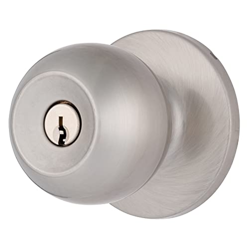 BRINKS – Transitional Keyed Entry Ball Door Knob, Satin Nickel - Designed for Traditional and Transitional Homes and Blends Seamlessly with Interior Décor (E2415-119)