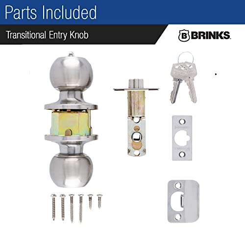 BRINKS – Transitional Keyed Entry Ball Door Knob, Satin Nickel - Designed for Traditional and Transitional Homes and Blends Seamlessly with Interior Décor (E2415-119)