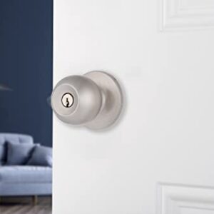 BRINKS – Transitional Keyed Entry Ball Door Knob, Satin Nickel - Designed for Traditional and Transitional Homes and Blends Seamlessly with Interior Décor (E2415-119)