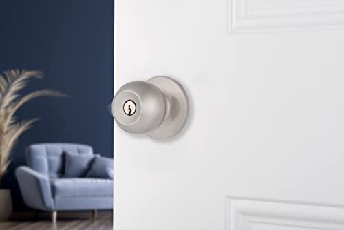 BRINKS – Transitional Keyed Entry Ball Door Knob, Satin Nickel - Designed for Traditional and Transitional Homes and Blends Seamlessly with Interior Décor (E2415-119)