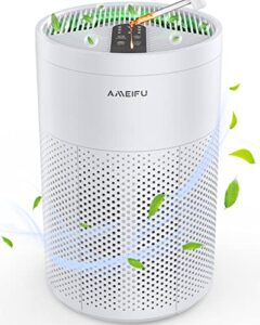 air purifiers for home large room up to 1350ft², ameifu upgrade large size h13 hepa bedroom air purifier for wildfire,pets dander with 3 fan speeds, filter replacement reminder, aromatherapy function