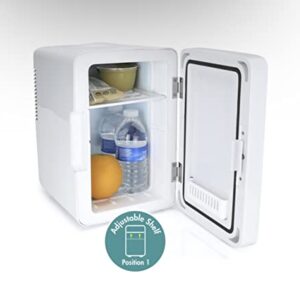 Personal Chiller LED Lighted Mini Fridge with Mirror Door Refrigerator, White