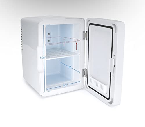 Personal Chiller LED Lighted Mini Fridge with Mirror Door Refrigerator, White