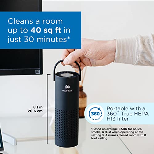 Medify MA-10 Portable Air Purifier with True HEPA H13 Filter | 40 sq ft Coverage | Quiet 99.9% Removal to 0.1 Microns (1-Pack, Black)