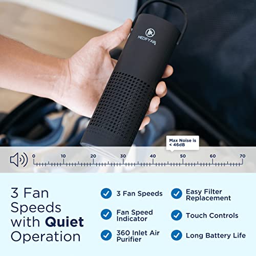 Medify MA-10 Portable Air Purifier with True HEPA H13 Filter | 40 sq ft Coverage | Quiet 99.9% Removal to 0.1 Microns (1-Pack, Black)